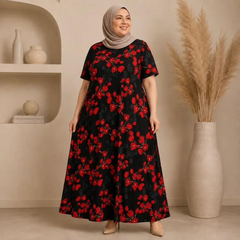 پیراهن راحتی نخی زنانه آستین کوتاه